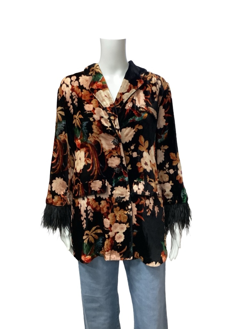 Cara Cara Floral Print Velvet Evening Jacket w/Tags Size: S